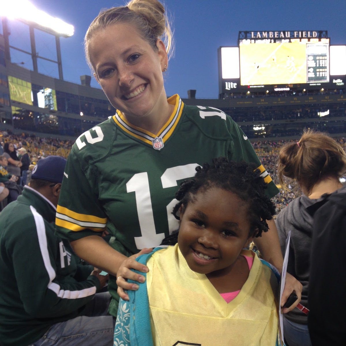 Big Sister Natalie Breezee and her Little Sis at Lambeau